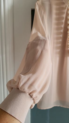 REISS Sandrine High neck semi sheer long sleeve top Sz M (Fit 10-12 UK) Bnwt Rrp 115