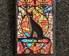Cat ,stained glass,  pin back badge.