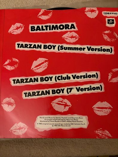 Baltimora Tarzan Boy 1985 UK 12inch Vinyl Summer and Club Versions