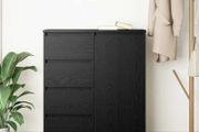 Sideboard with Drawers Black Oak 71x35x84 cm