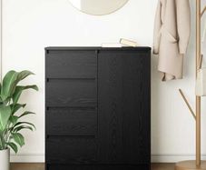 Sideboard with Drawers Black Oak 71x35x84 cm