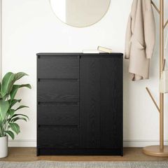 Sideboard with Drawers Black Oak 71x35x84 cm