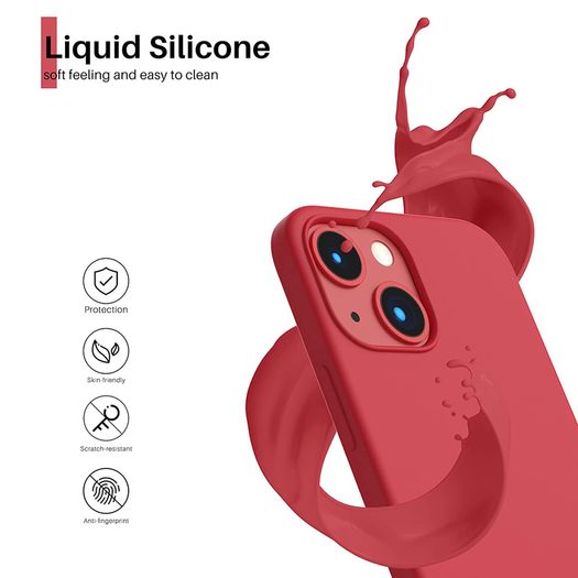 Liquid Silicone Shockproof Case For iPhone 13 Mini Luxury Soft Phone Cover Red New - FHT5IP13MLK