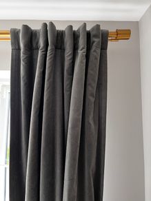 West Elm Brass Grey Velvet Black Out Curtains (Pair)