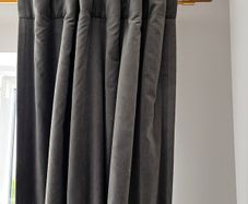West Elm Brass Grey Velvet Black Out Curtains (Pair)