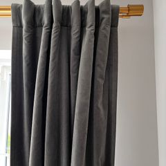West Elm Brass Grey Velvet Black Out Curtains (Pair)