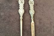 Victorian toilet set consisting of a button hook and a nail file silver 925