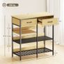 Sideboard, Chest with 2 Drawers, 3 Open Shelves Kitchen cabinet for Kitchen, Living Room 90 x 40 x 91 cm, Natural wood Image 3