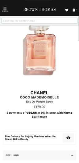 Chanel Coco Mademoiselle 100ml parfum for her
