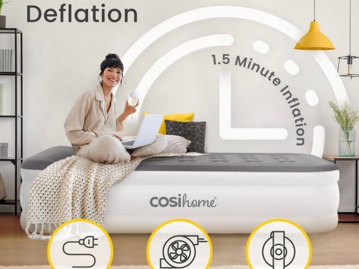 Single Sized Air Bed - Premium Single Air Mattress With a Built-in Electric Pump, Integrated Raised Pillow and Storage Bag MULTIPLE SIZES AVAILABLE (FREE POSTAGE)