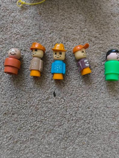 Vintage 1960s/1970s Fisher-Price Toy Lot - Jet, Mini-Bus, Train & 5 Figures