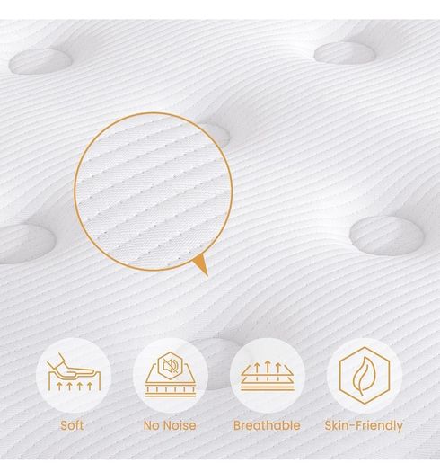 Single Mattress 3FT Memory Foam Spring Hybrid Mattress 18CM 7 Inch Memory Foam Pocket Sprung Mattress Edge Support & Motion Isolation Spring Hybrid Single Mattresses