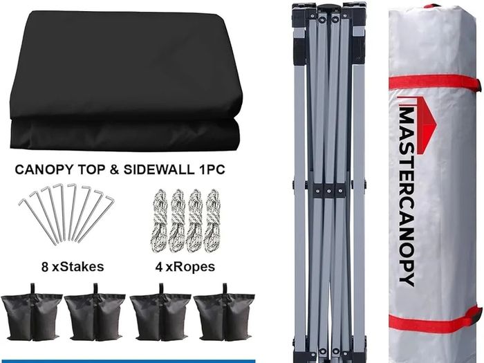 Durable Ez Pop-up Gazebo Tent with 1 Sidewall (2.5x2.5M,Black)
