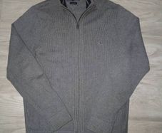 Tommy Hilfiger grey knit zip-up cardigan