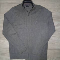 Tommy Hilfiger grey knit zip-up cardigan