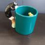 Fabulous Collectable Vintage Hand-Painted 3-D Cat and Frog Mug by Bergschrund, Seattle, USA, from 1991, Display Only Due to Hairline Crack Image 5