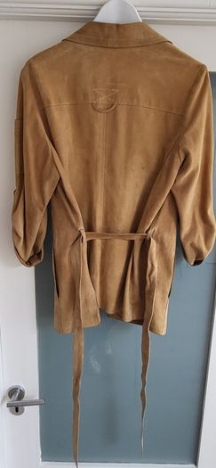 Camel suede safari style jacket Sz L (Fit 12-14UK)
