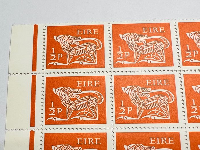 Ireland 1968-69 Third Definitive series EIRE 1/2p Dog Drawing sheet of 54 stamps