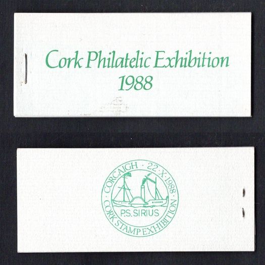 1988 Ireland Cork Philatelic Exhibition Booklet . Contains 2 X 24p 150th of 1st Passenger Steamship Crossing Commemorative Stamps No 271
