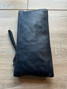 Leather Clutch Bag with Hand Strap