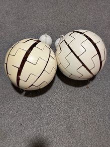 Pair of IKEA PS 2014 Death Star Pendant Lamps White Copper