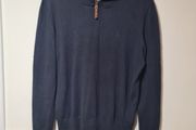 mens FAT FACE jumper sweater top quarter zip navy cotton cashmere blend Size medium