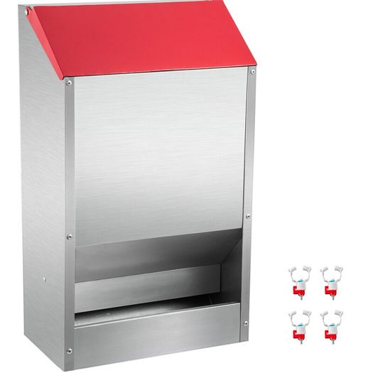 Galvanized Poultry Feeder Holds 50lbs of Feed Chicken Feeders No Waste 13.8x11x25.6in Hanging Chicken Feeder with Lid Weatherproof Outdoor Coop Food Dispenser Tilted lid