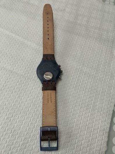 Swatch Vintage Watch SCN118 'Smokey' Brown leather strap.