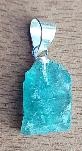 3.5 ct Blue Apatite Crystal on 925 Silver bail