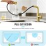 3 Function Sprayer Pull Out Kitchen Mixer Tap - 360 Swivel Single Handle Sink Tap for Bathroom or Kitchen - Gold Image 3
