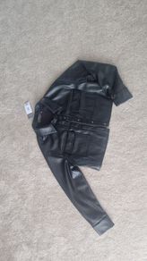 Faux Leather Cropped Shirt S