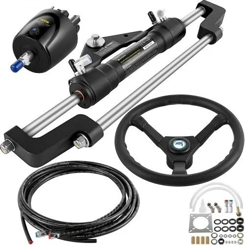 Hydraulic Outboard Steering Kit 300HP, Hydraulic Steering Kit Helm Pump,Hydraulic Boat Steering Kit with 22 Feet Hydraulic