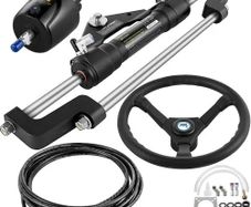 Hydraulic Outboard Steering Kit 300HP, Hydraulic Steering Kit Helm Pump,Hydraulic Boat Steering Kit with 22 Feet Hydraulic