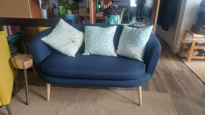 Fabulous Neat and Sturdy Two Seater Sofa on Wooden Legs in Excellent Condition