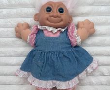 Russ Vintage Troll Kidz Daisy Troll Dress Plush Doll Used Dirty Damaged Please see pictures