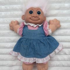 Russ Vintage Troll Kidz Daisy Troll Dress Plush Doll Used Dirty Damaged Please see pictures