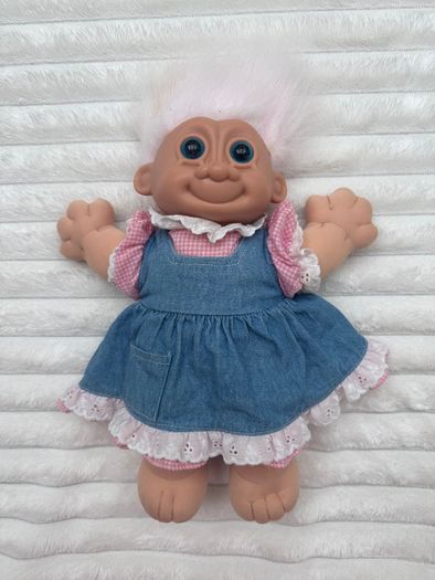 Russ Vintage Troll Kidz Daisy Troll Dress Plush Doll Used Dirty Damaged Please see pictures