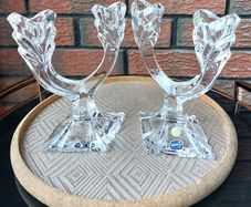 Pair of Bohemia Crystal Candlesticks