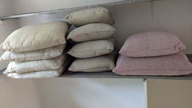 Assorted scatter cushions - cream and textured pink