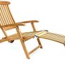 Wooden sun lounger  Deckchair with Wheels Backrest Adjustable Teak Wood SVLK Certified Footrest Folding Deck Chair Garden Lounger Sun Lounger Image 3