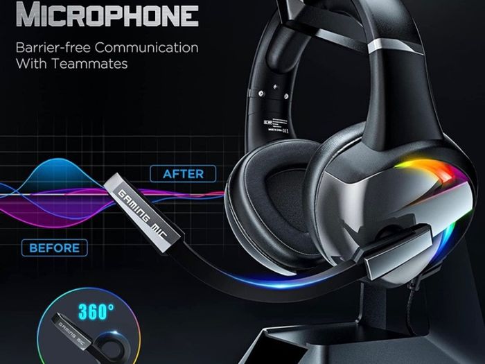 Gaming Headset for PS4 PS5 Xbox One PC Switch PS4 Headset with Noise Cancelling Mic, 3D Surround Sound Over Ear Gaming Headphones with RGB Light 3.5mm Jack (FREE POSTAGE)