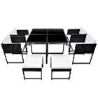 9 Piece Outdoor Dining Set with Cushions Poly Rattan Black