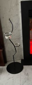Black metal two glass tea light candle holder
