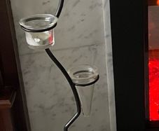 Black metal two glass tea light candle holder