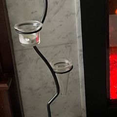 Black metal two glass tea light candle holder