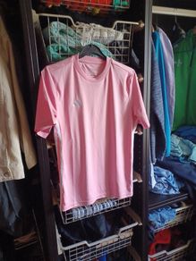 Girls pink addidas 3 strip aeroready tshirt