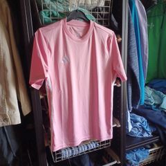 Girls pink addidas 3 strip aeroready tshirt
