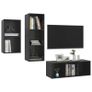3 Piece TV Cabinet Set High Gloss Black Chipboard Image 3