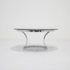 Mid Century Chrome and Smoked Glass Coffee Table, USA, 1970s.