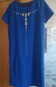 Italian designer Peruggi royal blue diamante dress straight cut 10 M  occasion wedding guest